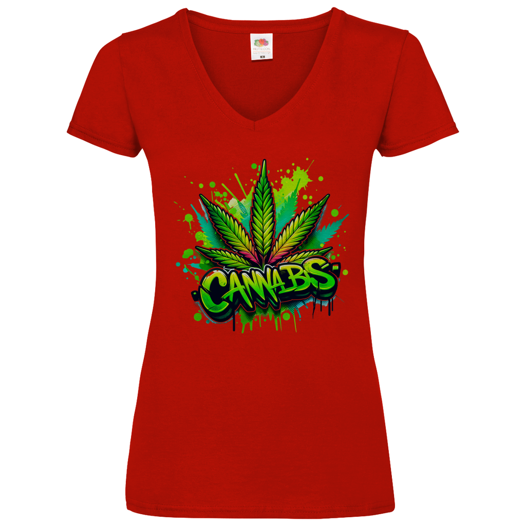 Damen Basic V-Neck T-Shirt Canna-01