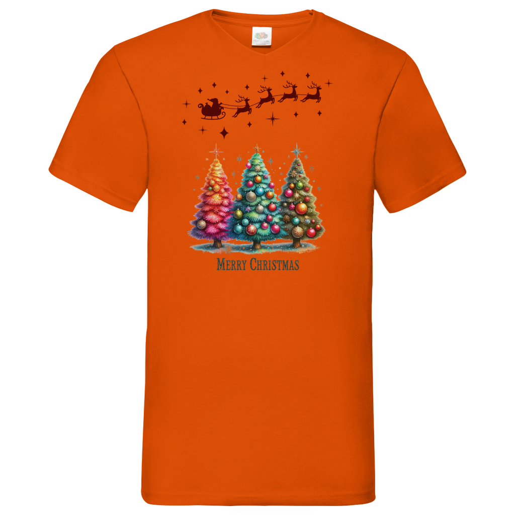 Herren Basic V-Neck T-Shirt weihnachten-08