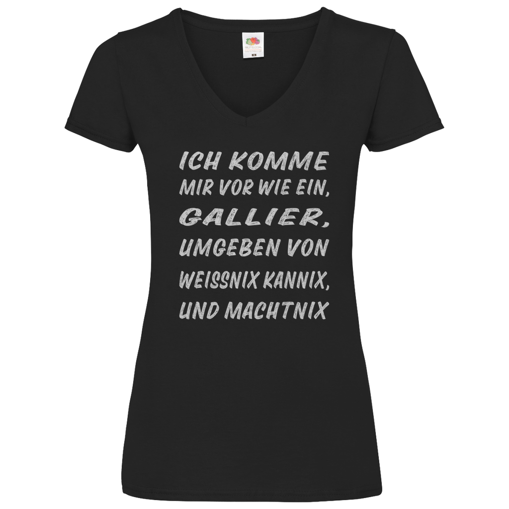 Damen Basic V-Neck T-Shirt spruch021