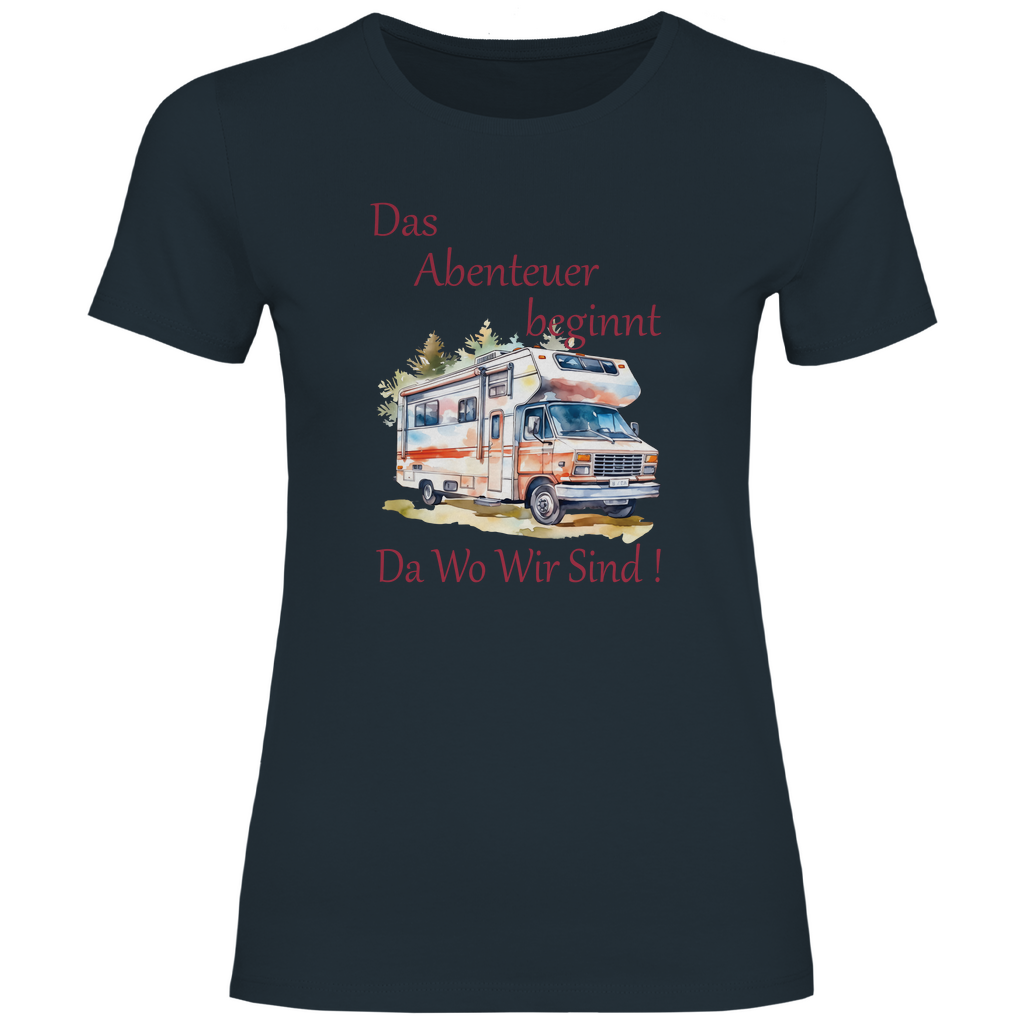 Damen T-Shirt Camping Das Abenteuer beginnt-01