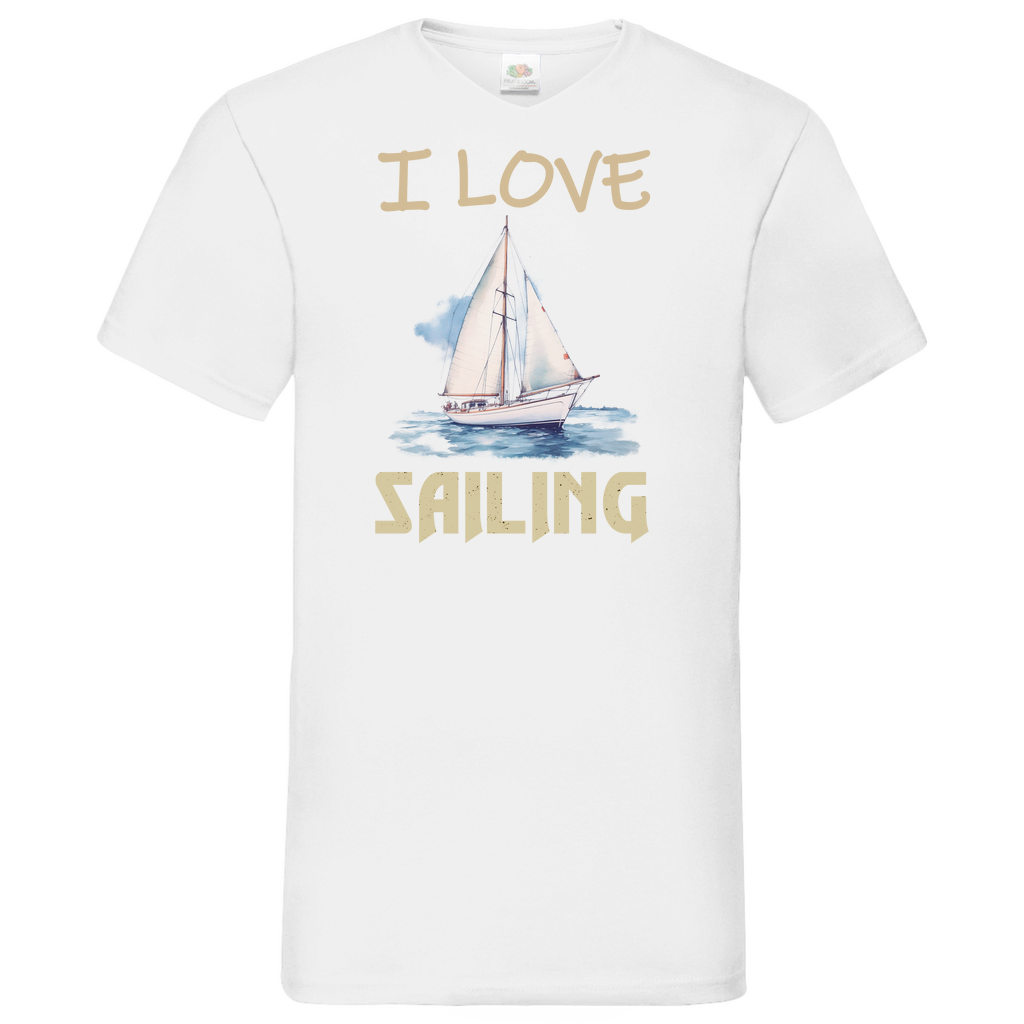 Herren Basic V-Neck T-Shirt Sailing-02
