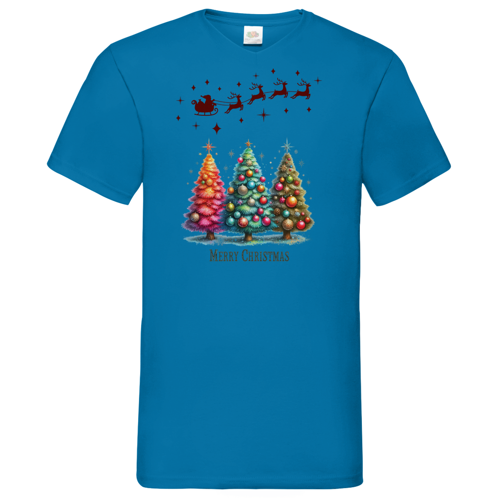Herren Basic V-Neck T-Shirt weihnachten-08