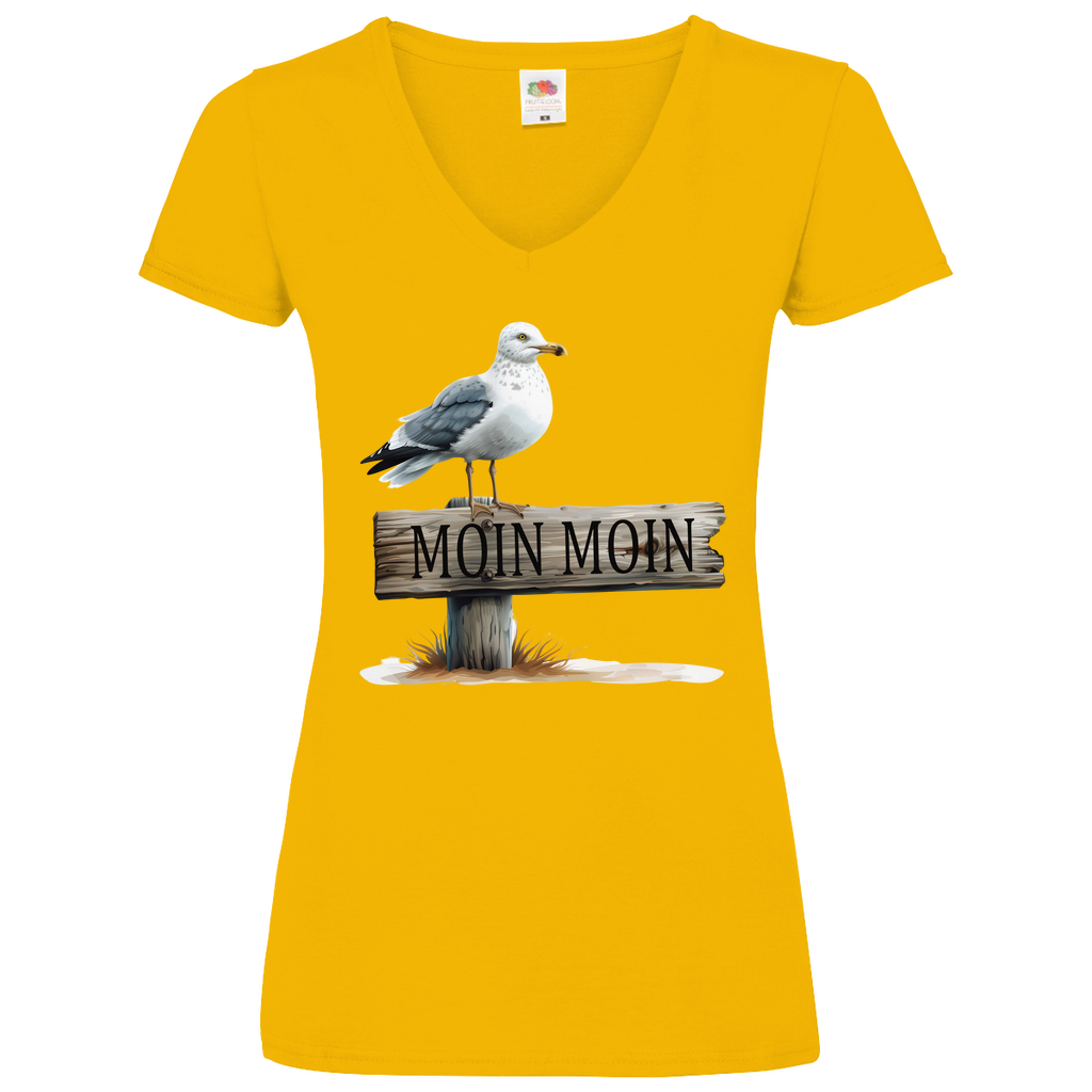 Damen Basic V-Neck T-Shirt MOINMOIN-04