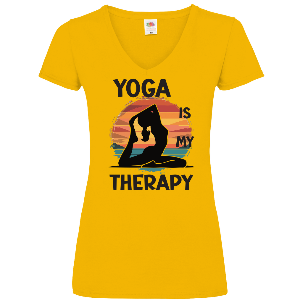 Damen Basic V-Neck T-Shirt Yoga-001
