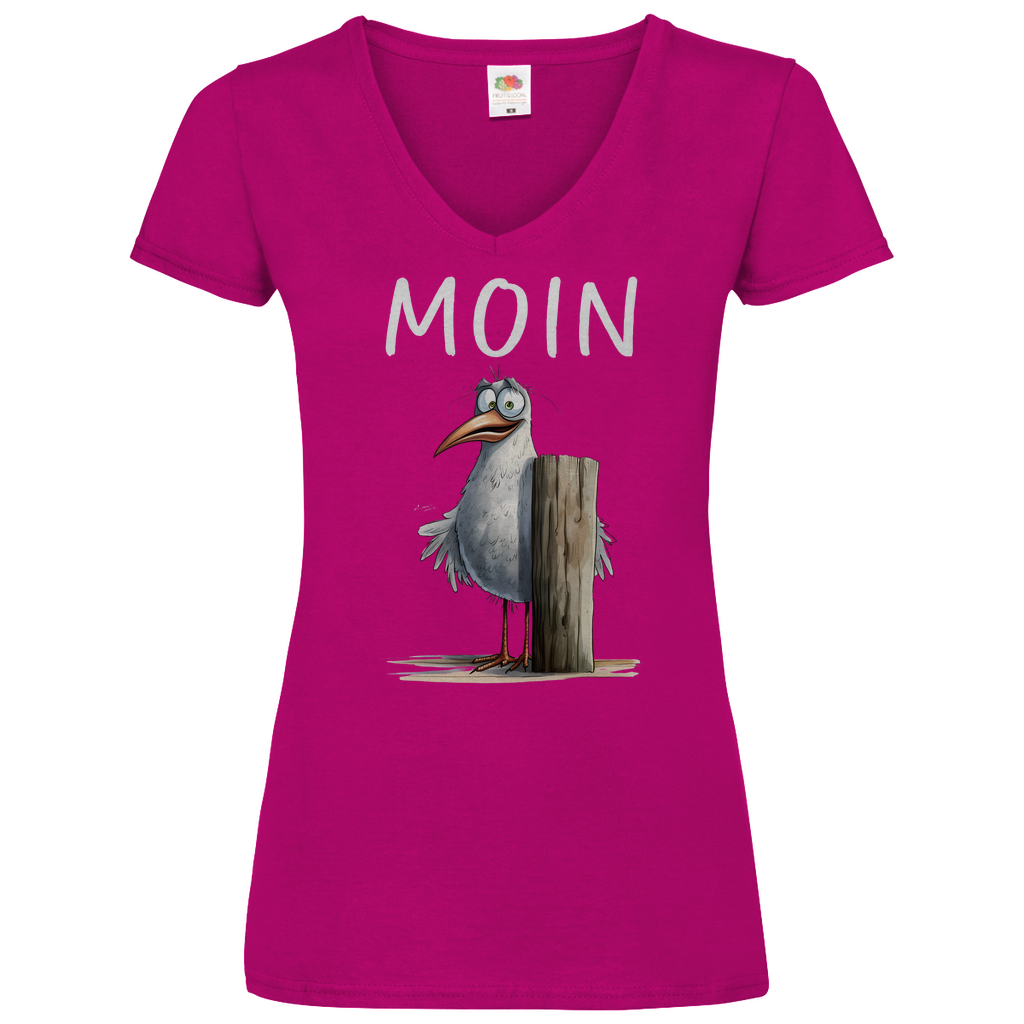 Damen Basic V-Neck T-Shirt MOINMOIN-05