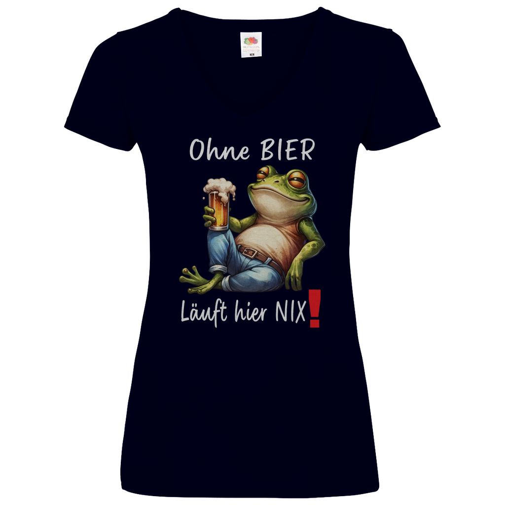 Damen Basic V-Neck T-Shirt Ohne Bier-01