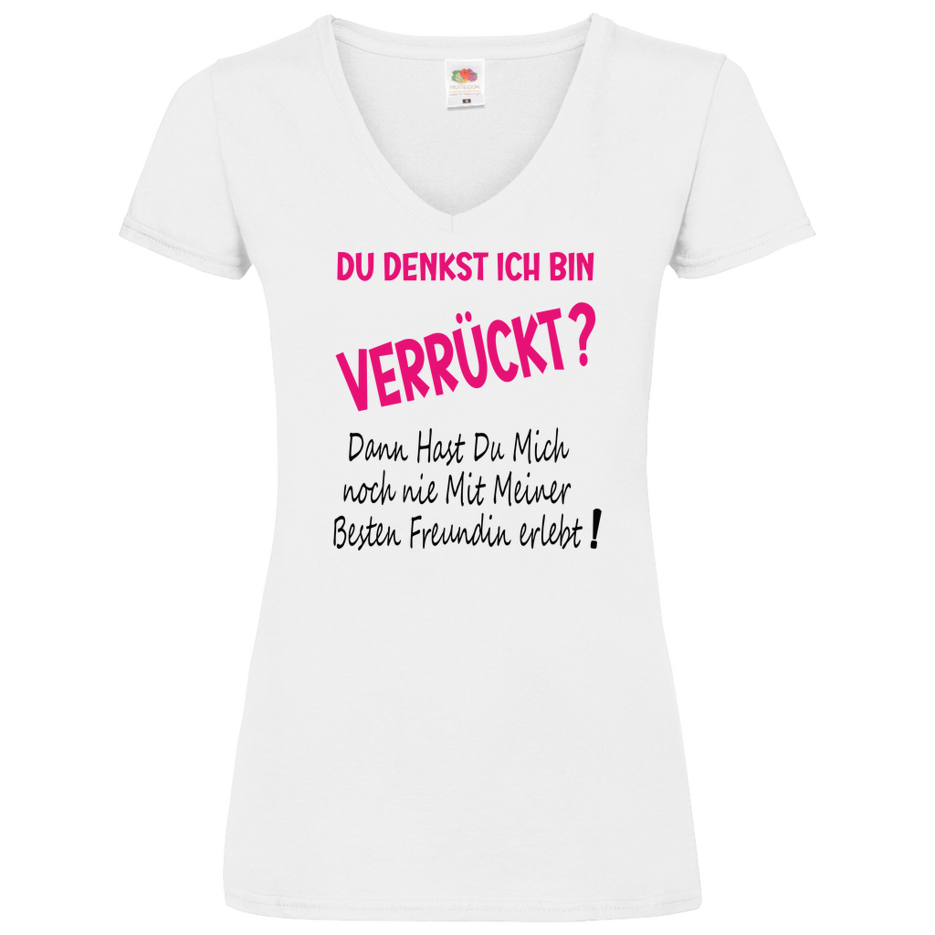 Damen Basic V-Neck T-Shirt Spruch0007