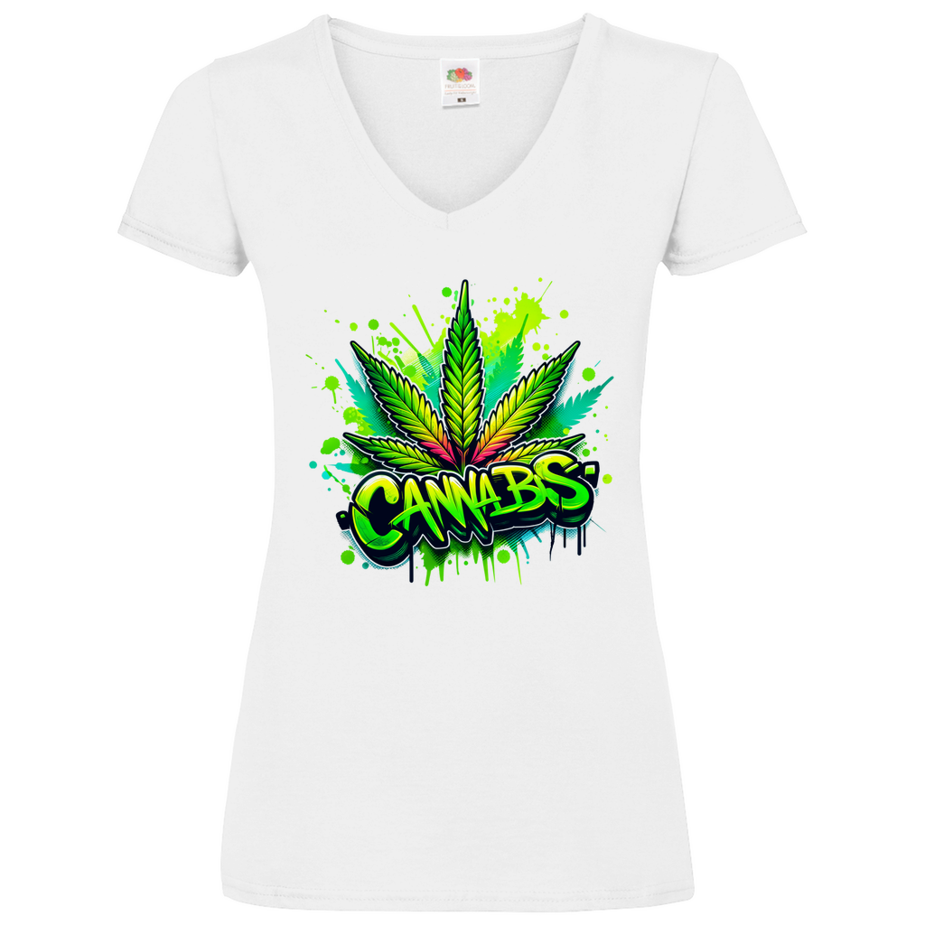 Damen Basic V-Neck T-Shirt Canna-01