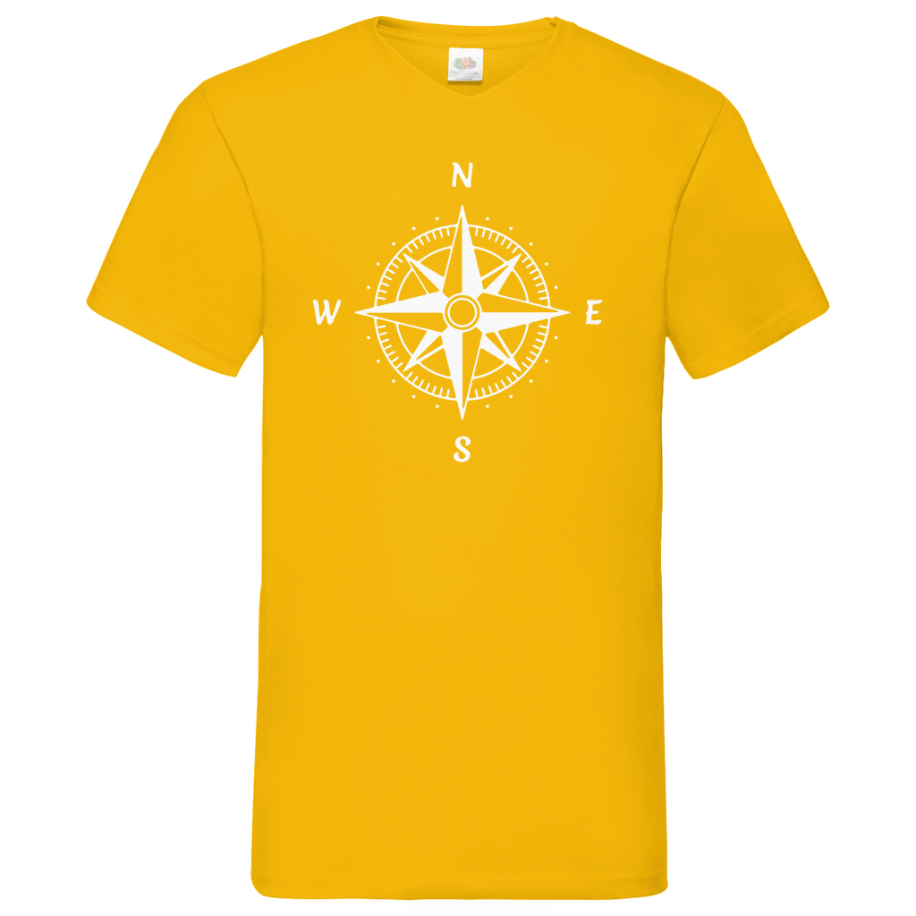 Herren Basic V-Neck T-Shirt Sailing-kompass-01