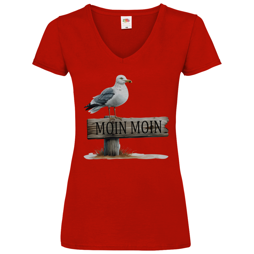 Damen Basic V-Neck T-Shirt MOINMOIN-04