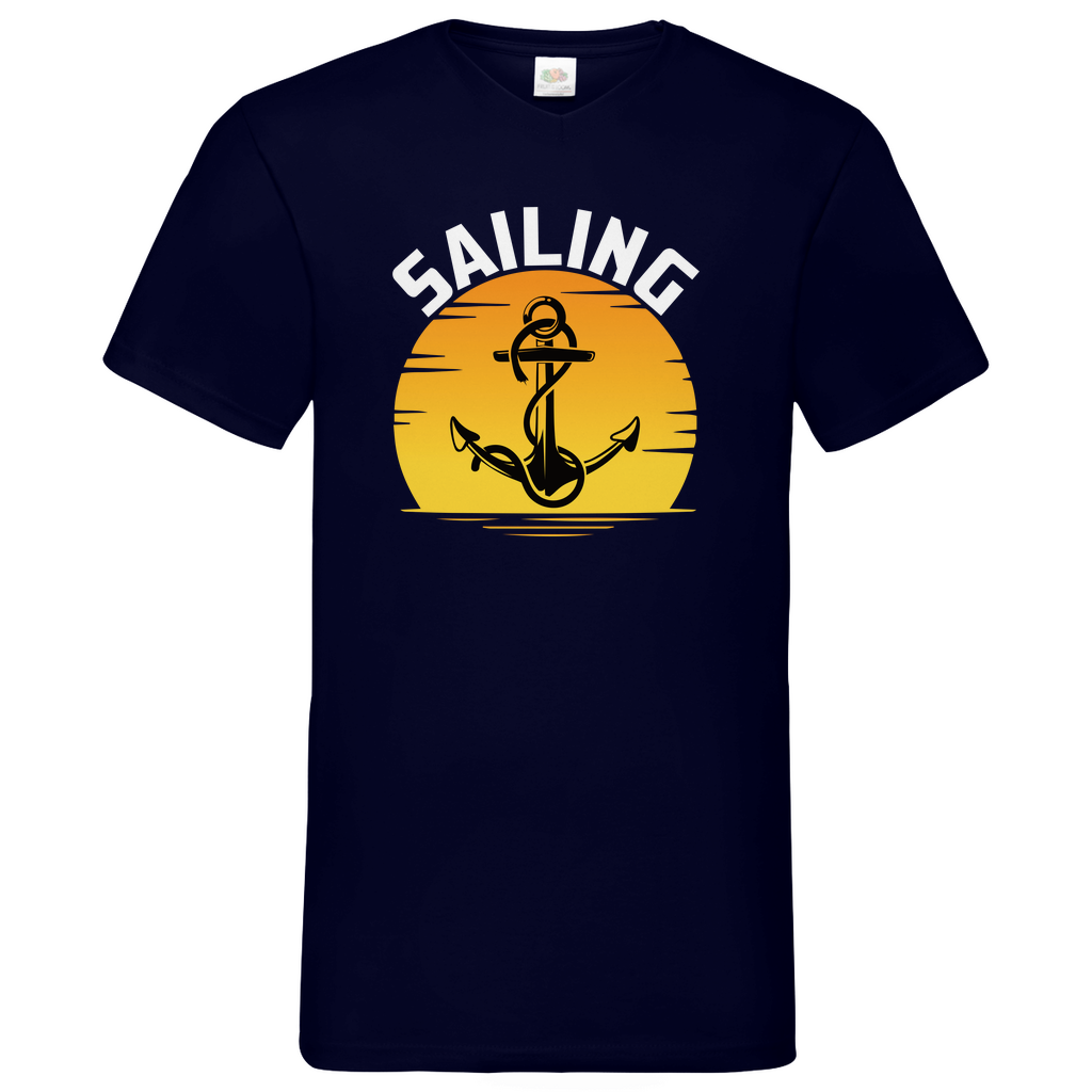 Herren Basic V-Neck T-Shirt Sailing-04