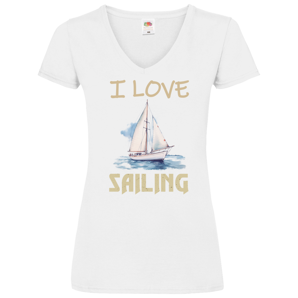 Damen Basic V-Neck T-Shirt Sailing-02