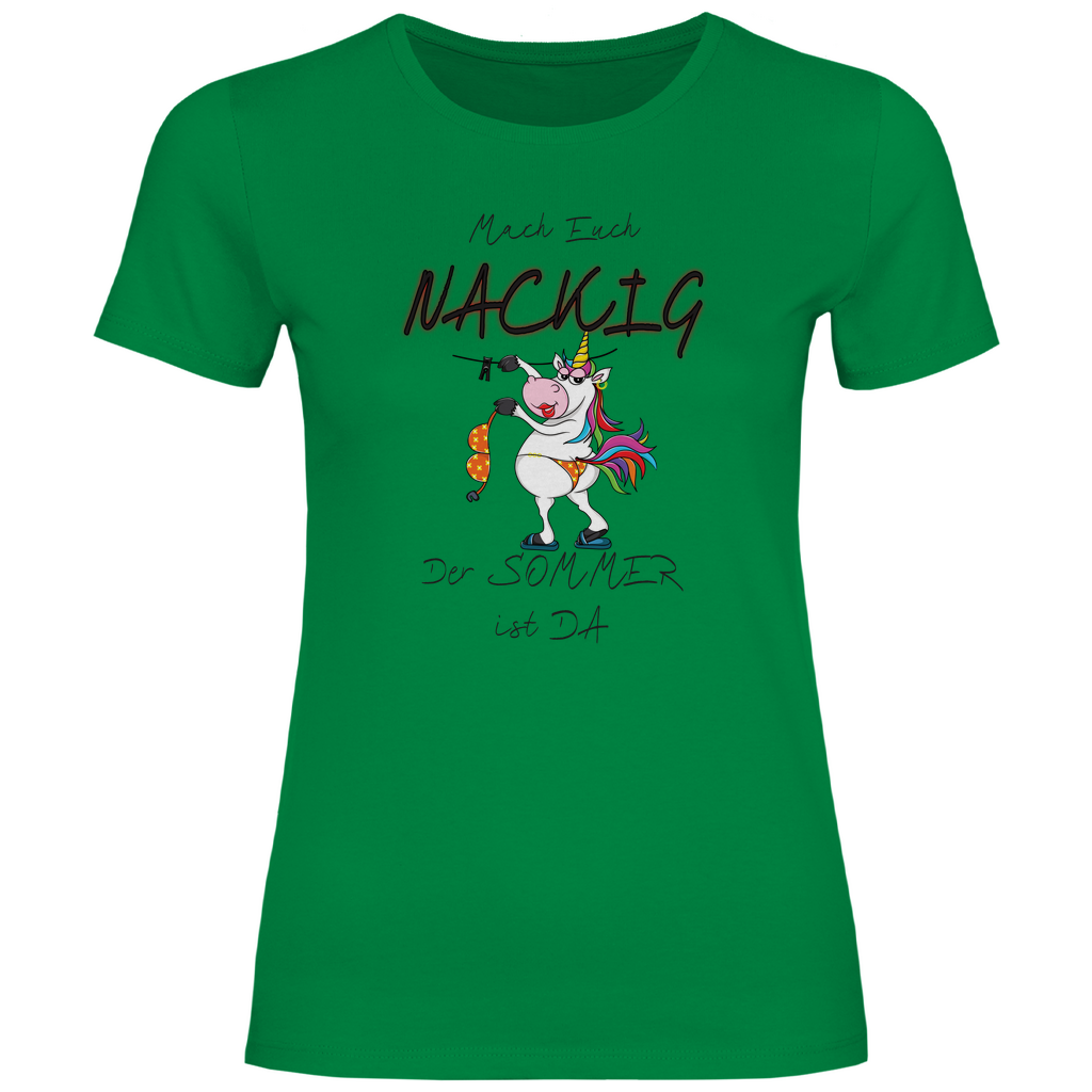 Damen T-Shirt mach euch nackig schwarz