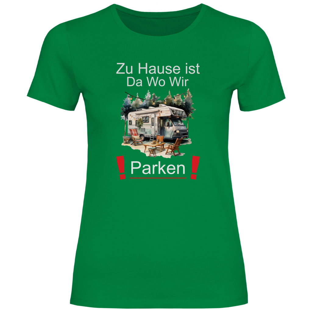 Damen T-Shirt zu hause ist da wo wir parken-02 Camping