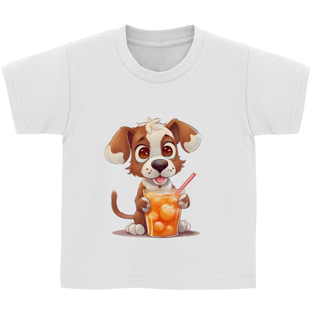 Kinder Basic T-Shirt Hund mit drink