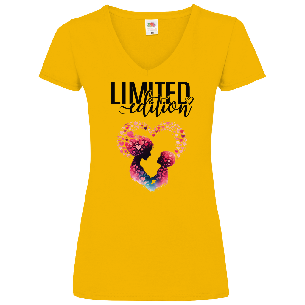 Damen Basic V-Neck T-Shirt mutter mit kind-03