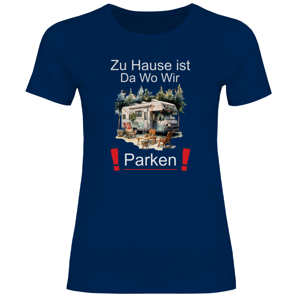 Damen T-Shirt zu hause ist da wo wir parken-02 Camping