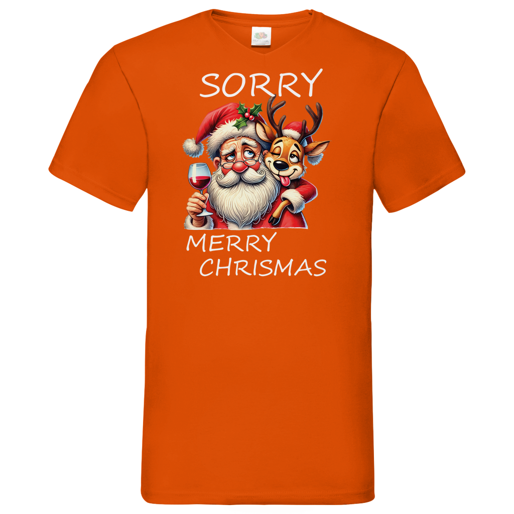 Herren Basic V-Neck T-Shirt weihnachten-13