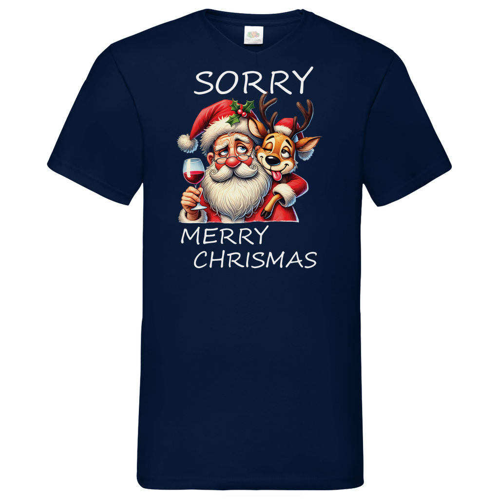 Herren Basic V-Neck T-Shirt weihnachten-13