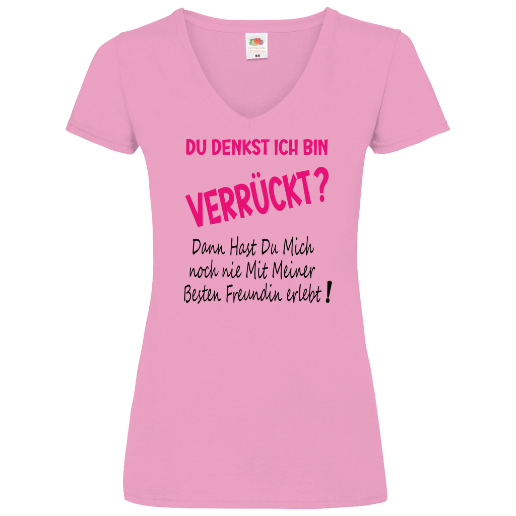 Damen Basic V-Neck T-Shirt Spruch0007