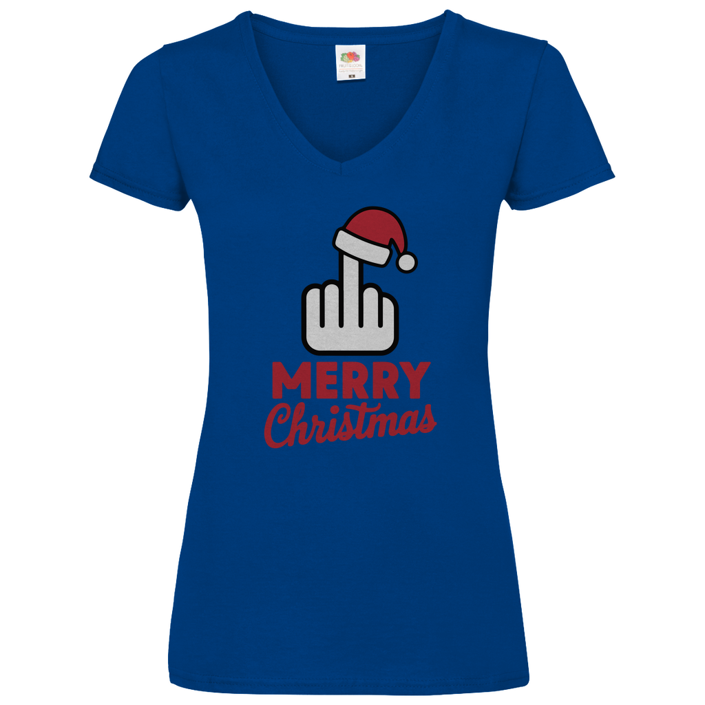 Damen Basic V-Neck T-Shirt weihnachten-06