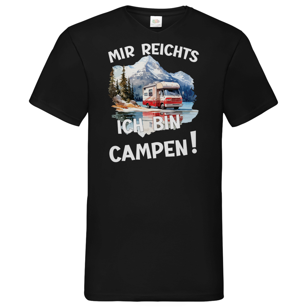 Herren Basic V-Neck T-Shirt camping-09