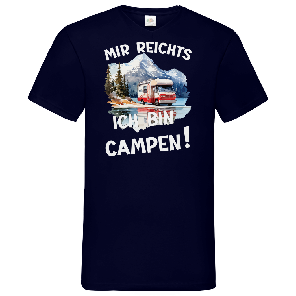 Herren Basic V-Neck T-Shirt camping-09
