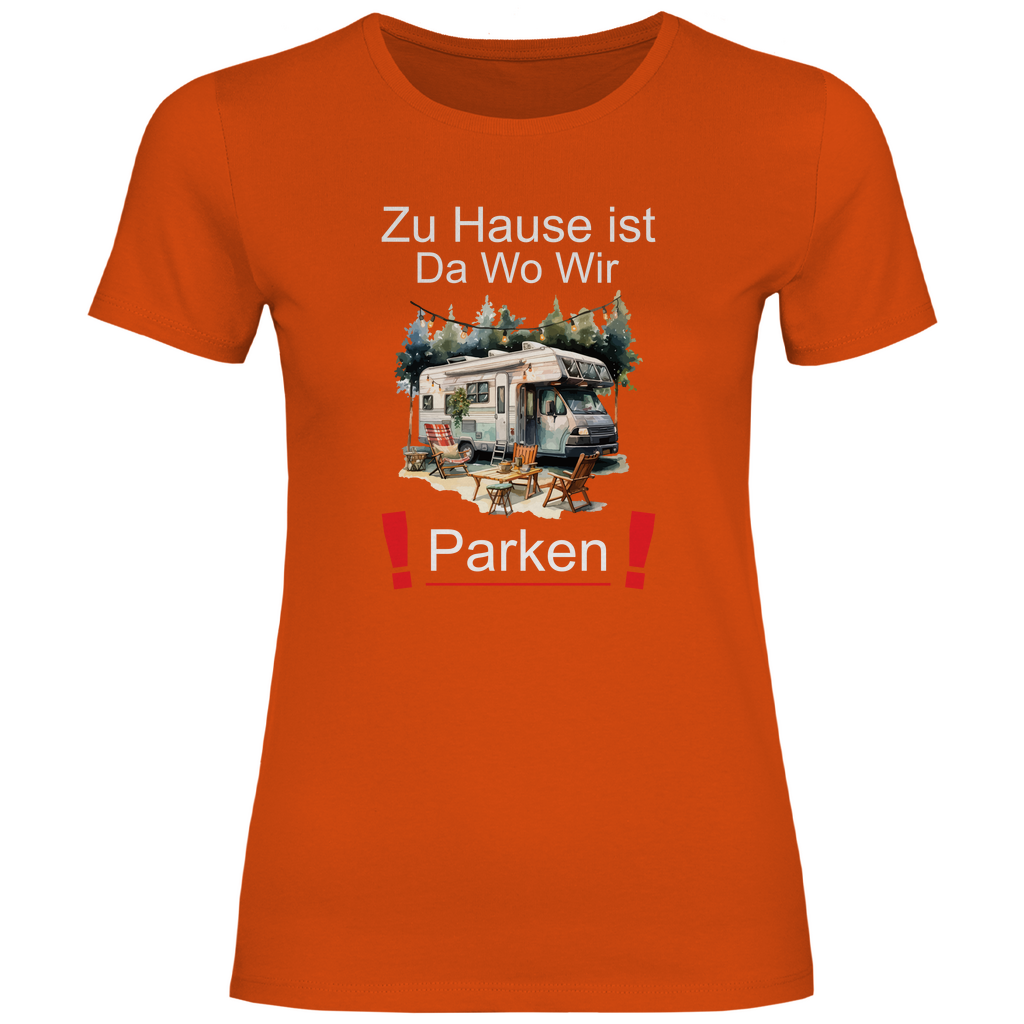 Damen T-Shirt zu hause ist da wo wir parken-02 Camping