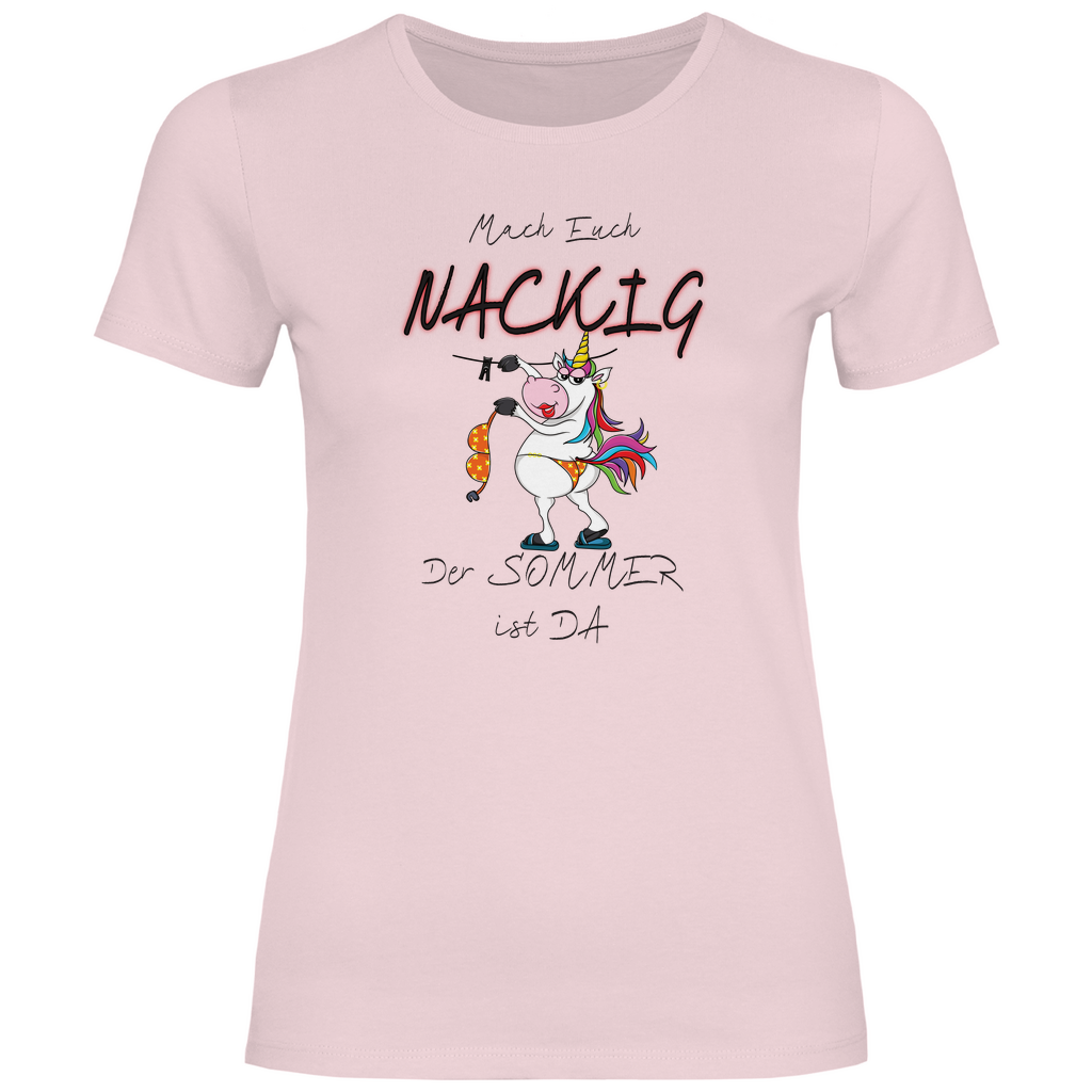 Damen T-Shirt mach euch nackig schwarz