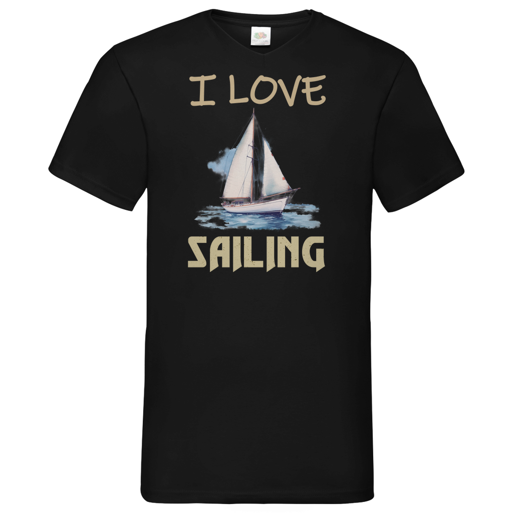 Herren Basic V-Neck T-Shirt Sailing-02