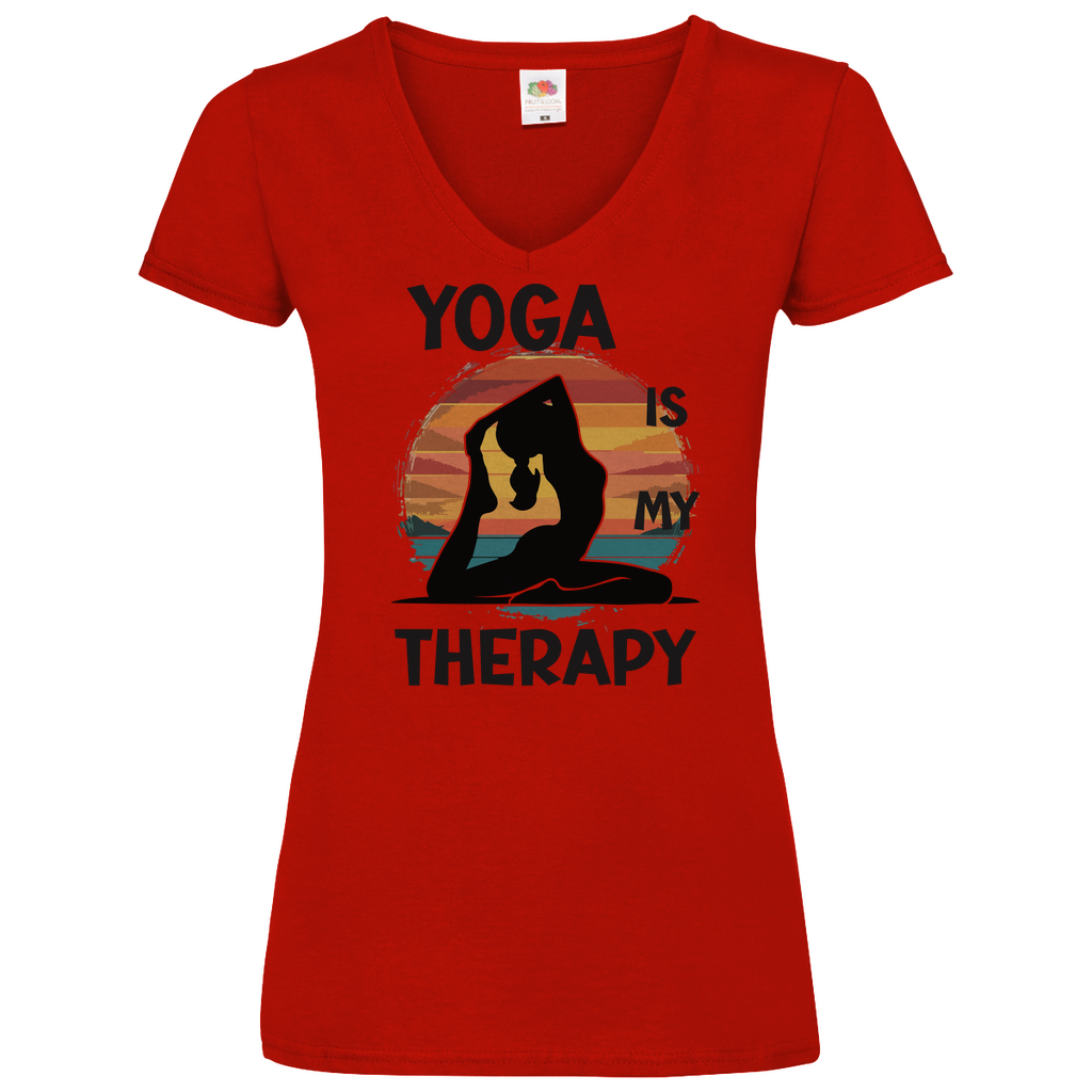 Damen Basic V-Neck T-Shirt Yoga-001