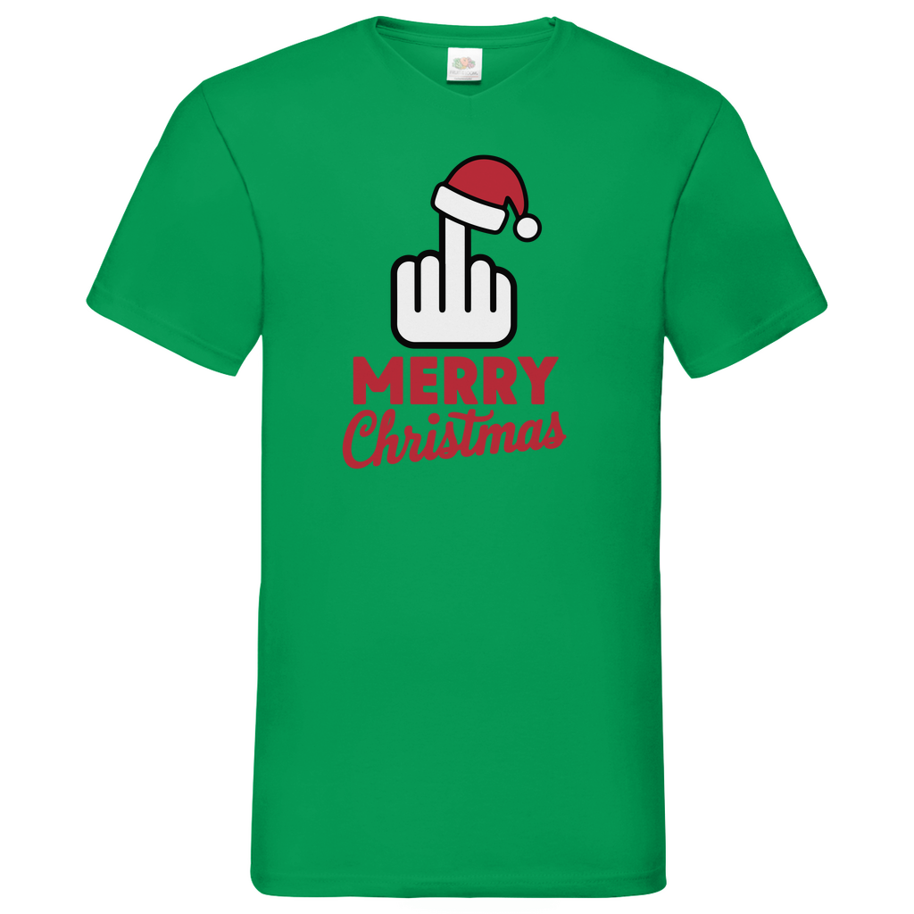 Herren Basic V-Neck T-Shirt weihnachten-06