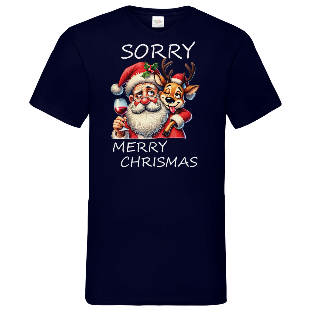 Herren Basic V-Neck T-Shirt weihnachten-13