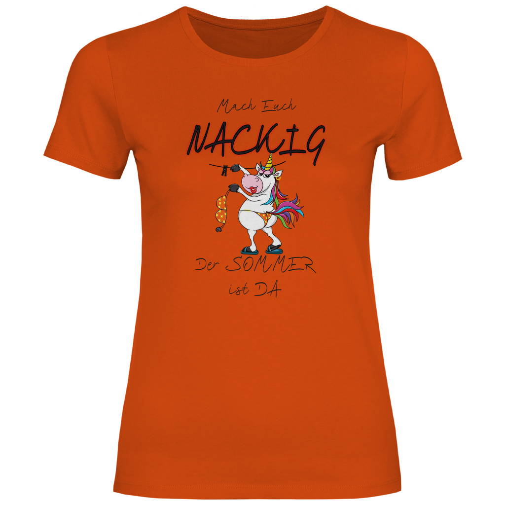 Damen T-Shirt mach euch nackig schwarz