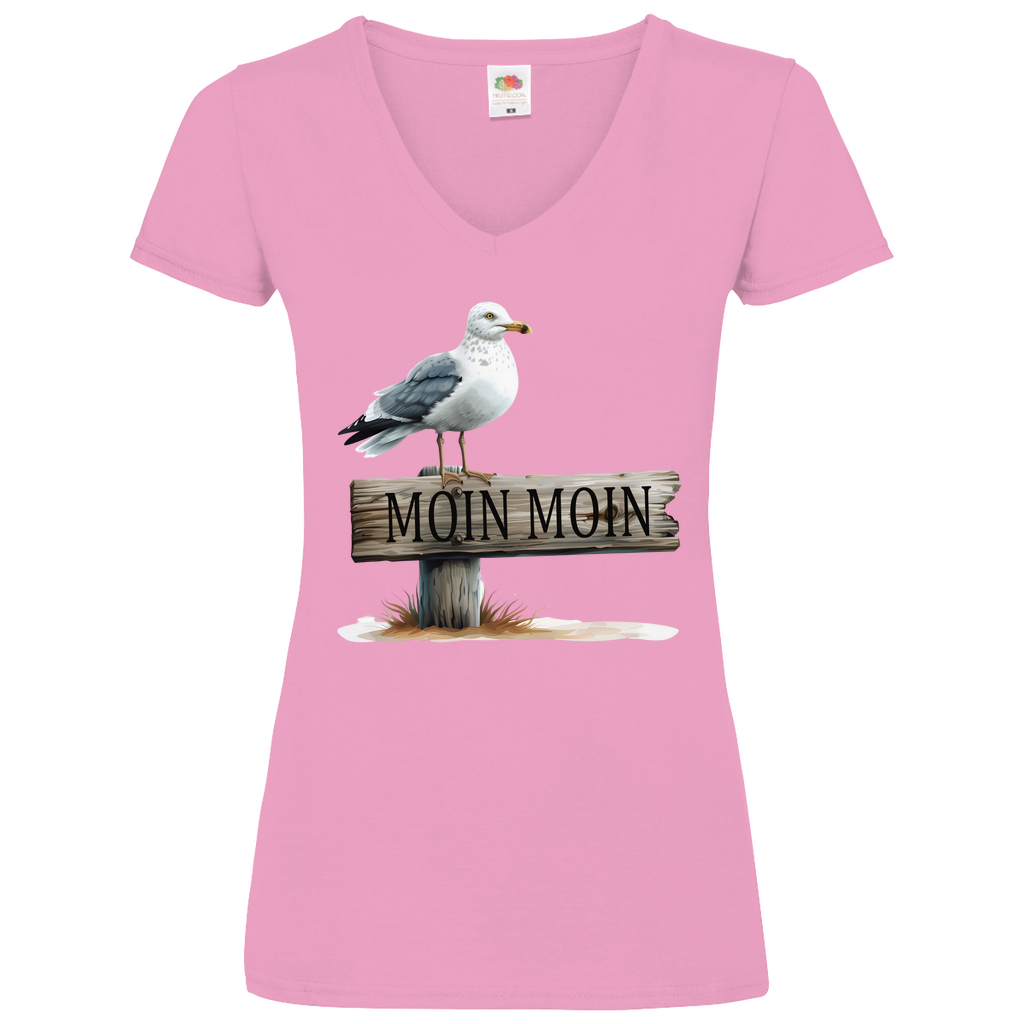 Damen Basic V-Neck T-Shirt MOINMOIN-04