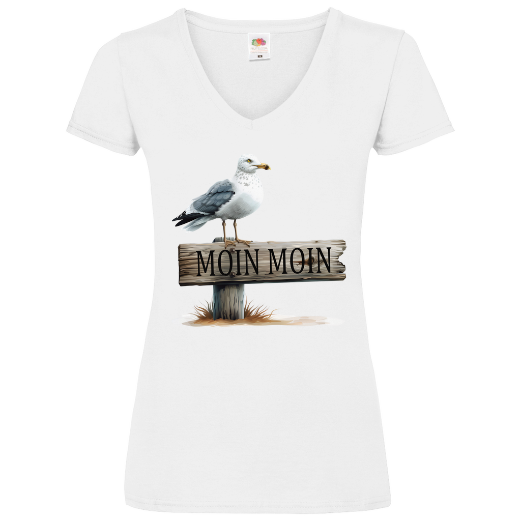 Damen Basic V-Neck T-Shirt MOINMOIN-04