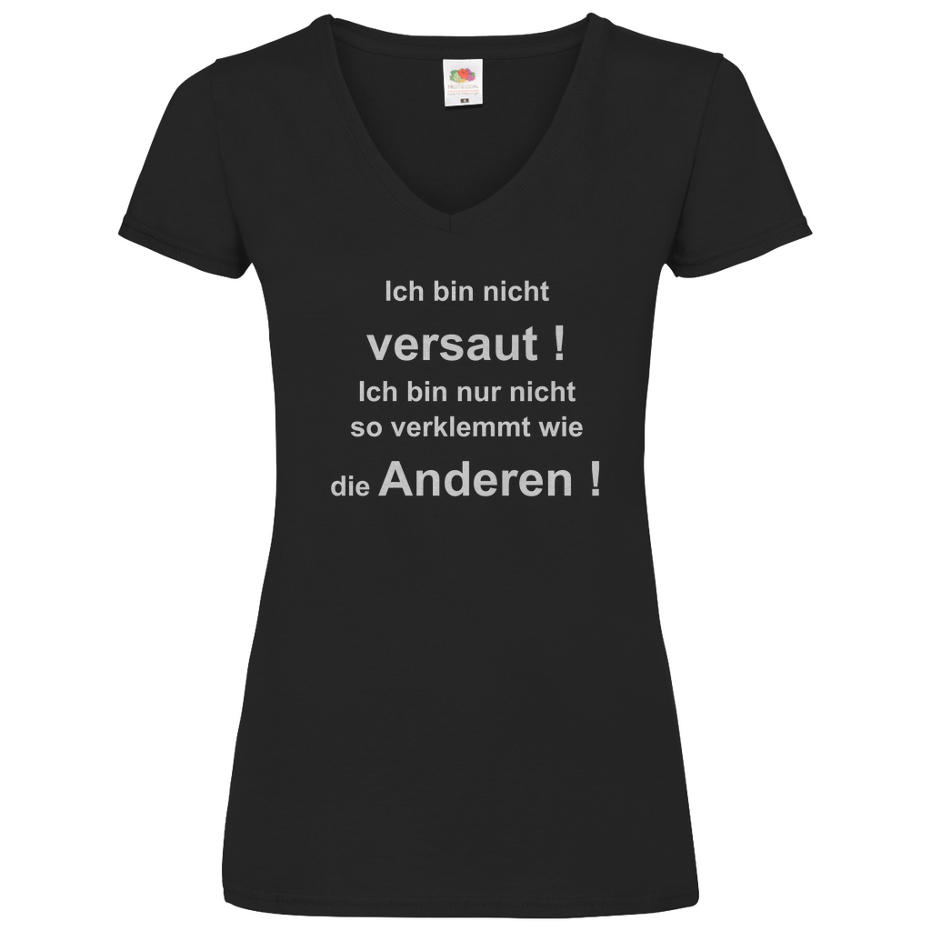 Damen Basic V-Neck T-Shirt ich bin nicht-01