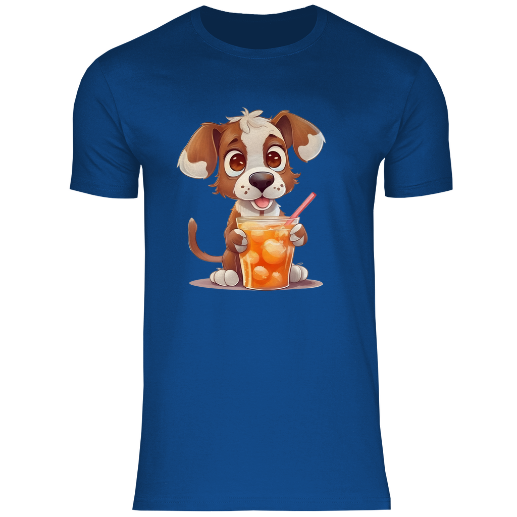 Herren T-Shirt Hund mit drink