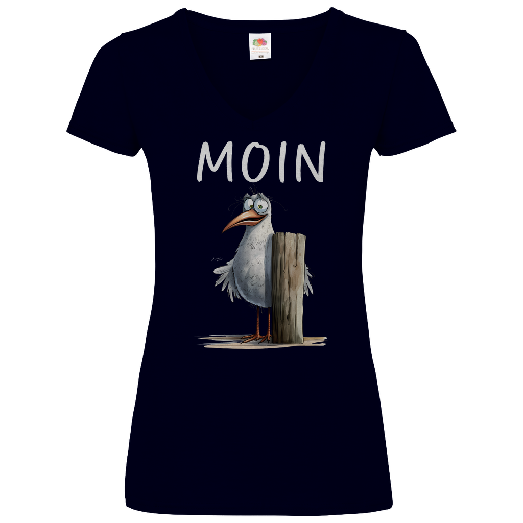 Damen Basic V-Neck T-Shirt MOINMOIN-05