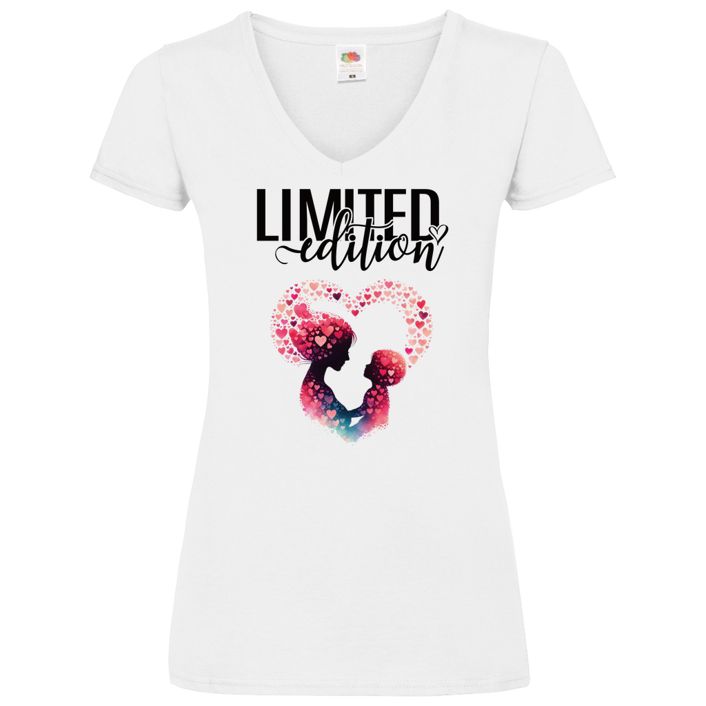 Damen Basic V-Neck T-Shirt mutter mit kind-03
