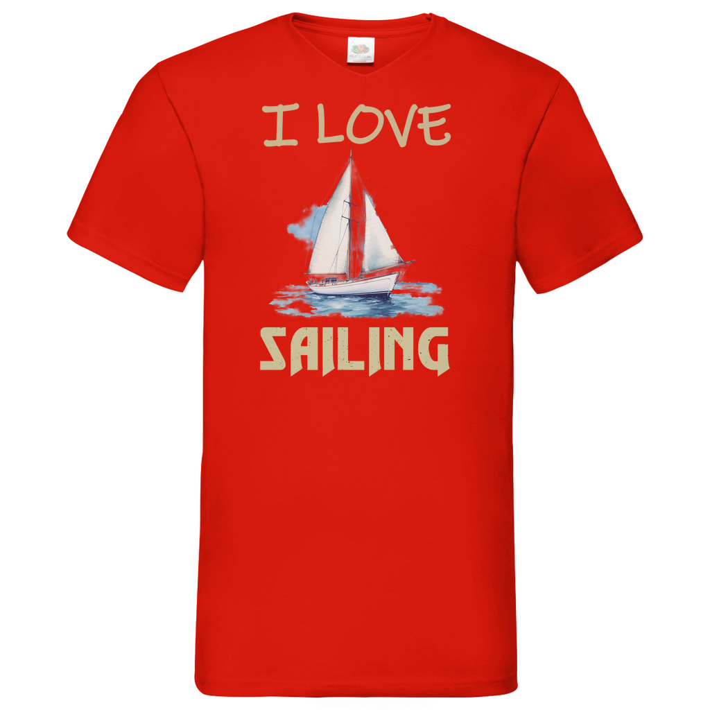 Herren Basic V-Neck T-Shirt Sailing-02