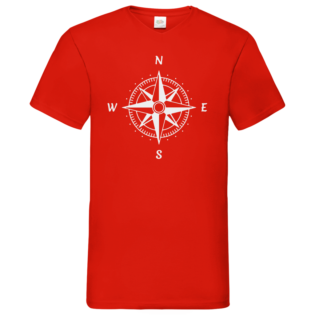 Herren Basic V-Neck T-Shirt Sailing-kompass-01