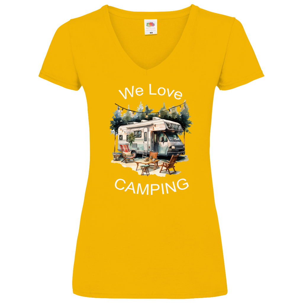 Damen Basic V-Neck T-Shirt we love camping-01