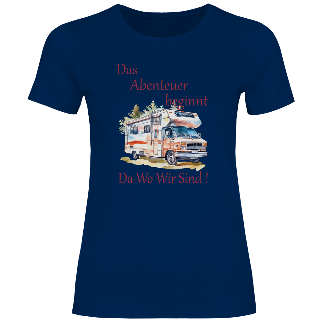 Damen T-Shirt Camping Das Abenteuer beginnt-01