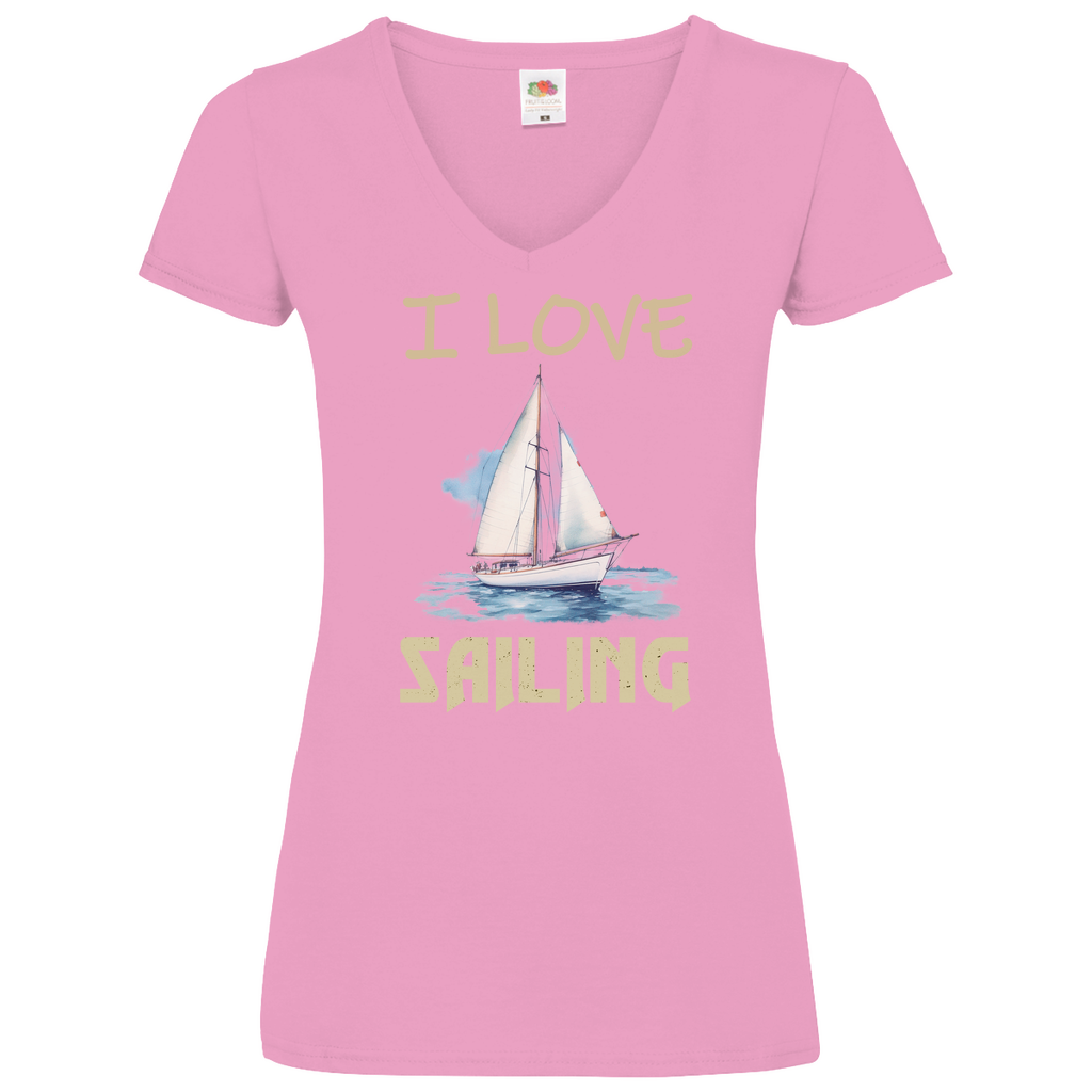Damen Basic V-Neck T-Shirt Sailing-02