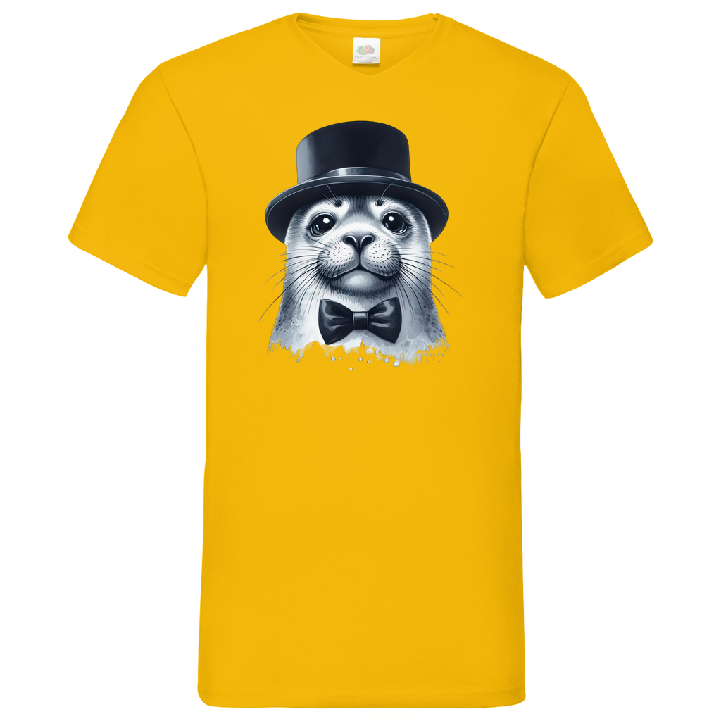 Herren Basic V-Neck T-Shirt Seehund-03