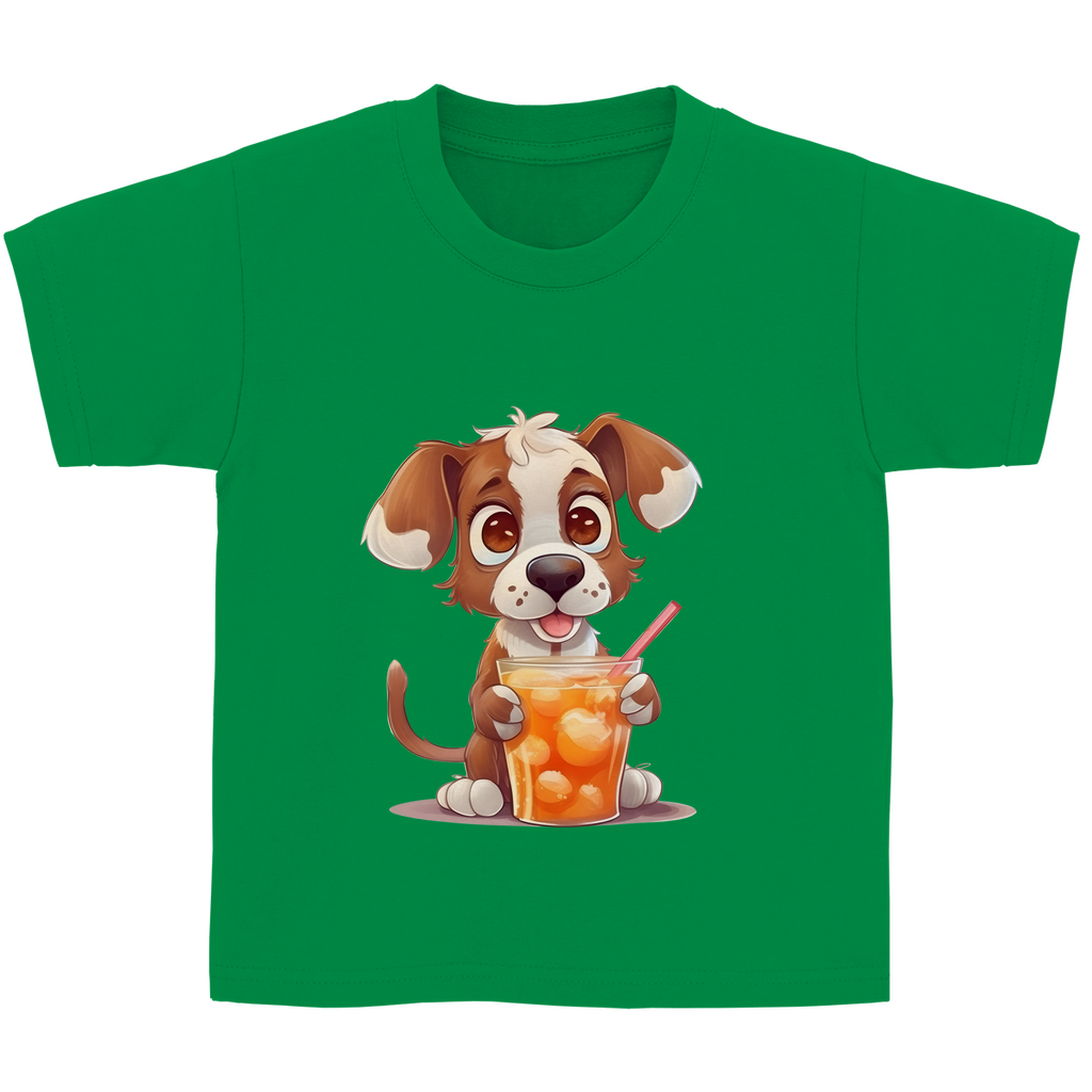 Kinder Basic T-Shirt Hund mit drink