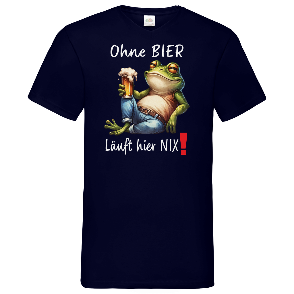 Herren Basic V-Neck T-Shirt Ohne Bier-01