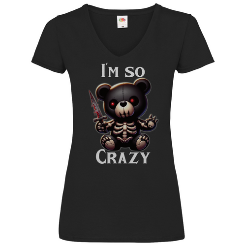 Damen Basic V-Neck T-Shirt crazy-001